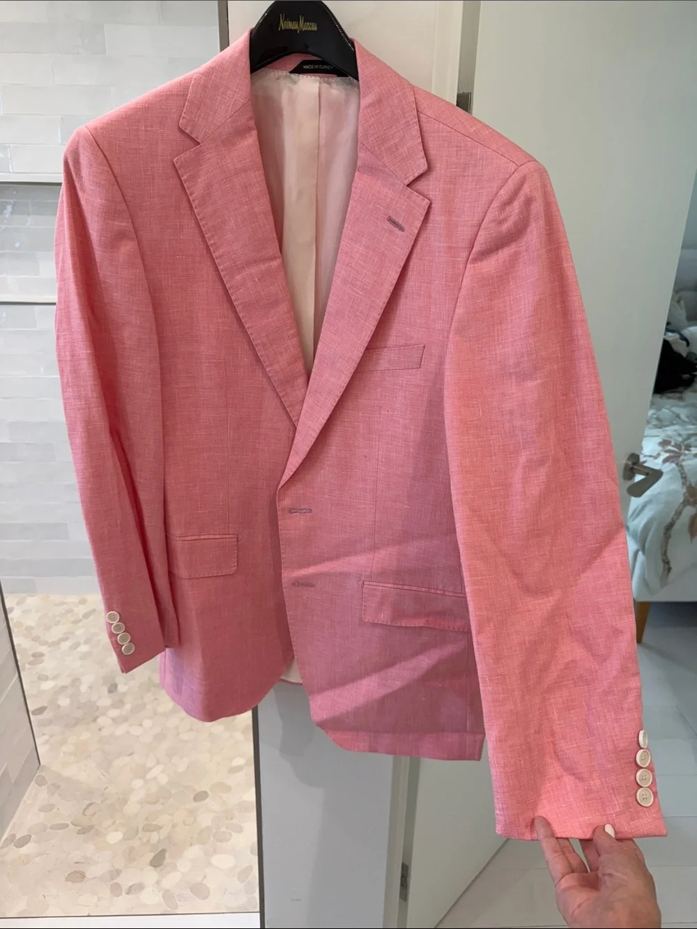 Men's Pink Linen-Blend Blazer